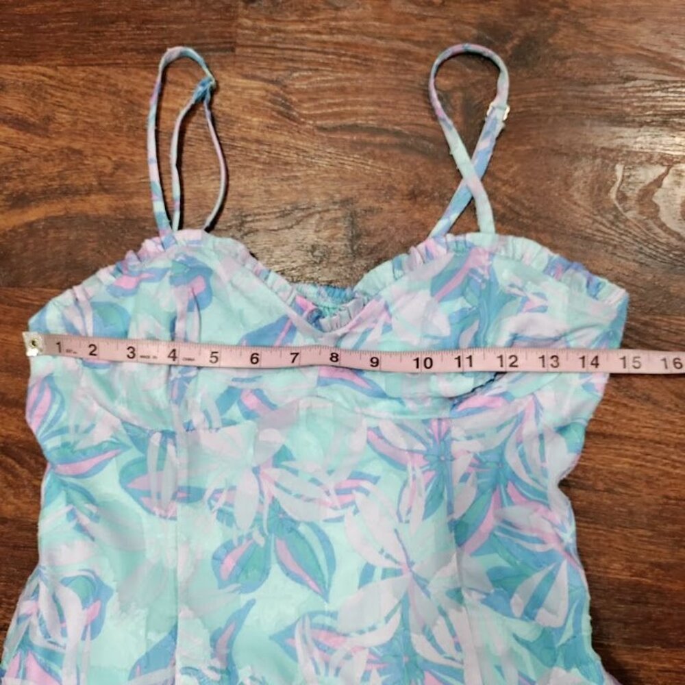 Wild Fable GothFairy Grunge Whimsy 80s Empire Waist Y2K Floral Mini Dress Blue S - Picture 10 of 11